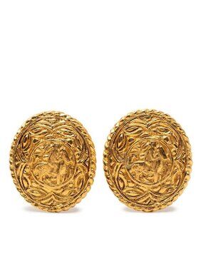 Chanel Night Riding Earrings Gold Plated